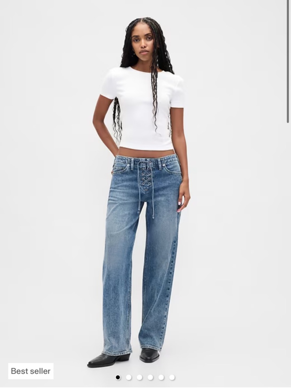 GAP Women's Blue Low Rise Lace-Up Waist Jeans